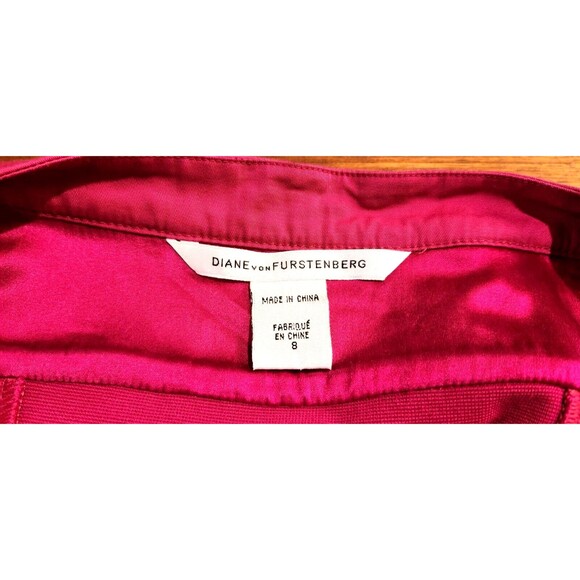 DIANE von FURSTENBERG Fuchsia Pink Dress Women's Size 8 Lace-Up Coquette - Picture 6 of 10